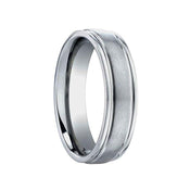 EXACTUS Benchmark Slightly Domed Satin Center Titanium Wedding Band - 6mm - Larson Jewelers