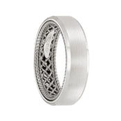 14k White Gold Wedding Band Rope Net Inner Design Flat Satin Finish Beveled Edges by Artcarved - 6 mm - Larson Jewelers