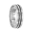 CASTLE 14k White Gold Wedding Band with Modern Black Linear Center Brushed Finish Rolled Edges by Artcarved - 6 mm - Larson Jewelers
