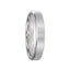 ELLIOT 14k white gold wedding band with satin brushed center and beveled coin edges, angled view