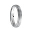 14k white gold wedding band with crystalline brushed center and milgrain rolled edges, view at slight angle