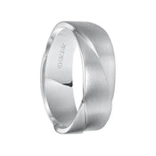 RAMSAY 14k White Gold Wedding Band Layered Woven Design Satin Brushed Finish - 7 mm - Larson Jewelers