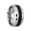 ENNIUS Polished Tungsten Carbide Wedding Ring with Carbon Fiber Inlay & Cut Motif - 10mm - Larson Jewelers