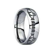 GORDIANUS Tungsten Carbide Ring with Engraved Claddagh & “Anam” Monogram - 8mm - Larson Jewelers