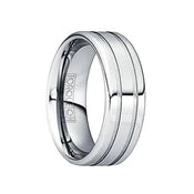 IANUARIUS Polished Tungsten Wedding Band with Brushed Dual Grooves - 6mm & 8mm - Larson Jewelers