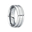 IANUARIUS Polished Tungsten Wedding Band with Brushed Dual Grooves - 6mm & 8mm - Larson Jewelers