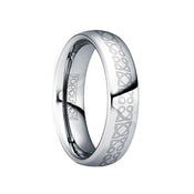 IUVENALIS Polished Tungsten Wedding Ring with Engraved Celtic Center - 6mm - Larson Jewelers