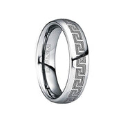 LIVIANUS Black Engraved Greek Key Tungsten Ring with Polished Finish - 6mm - Larson Jewelers