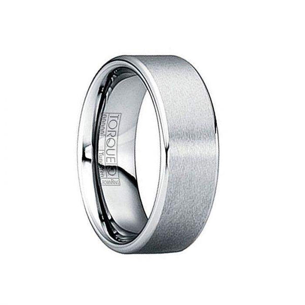 LUCANUS Brushed Matte Tungsten Ring with Beveled Polished Edges - 8mm - Larson Jewelers