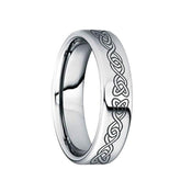 PONTIUS Polished Engraved Black Celtic Knot Tungsten Wedding Ring - 6mm - Larson Jewelers
