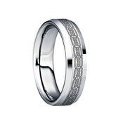 SABINUS Polished Beveled Tungsten Wedding Band with Engraved Black Celtic Knot - 6mm - Larson Jewelers