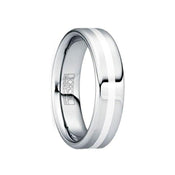 TULLIUS Silver Inlaid Tungsten Wedding Band with Polished Finish - 6mm - Larson Jewelers