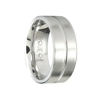 CHAOLAN Satin Finish Flat Cobalt Wedding Ring with Single Polished Groove - 9mm - Larson Jewelers