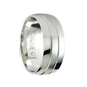 CHARLIE Polished & Satin Domed Cobalt Wedding Ring with Dual Grooves - 9mm - Larson Jewelers