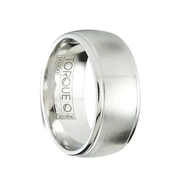 COOPER Brushed Domed Cobalt Wedding Ring with Polished Beveled Edges by Crown Ring - 9mm - Larson Jewelers