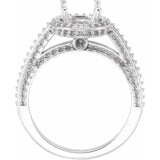 Anillo de compromiso MADELEINE con halo de cuatro puntas y diamantes de laboratorio para piedras redondas