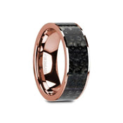 GAMAL Flat 14K Rose Gold with Blue Dinosaur Bone Inlay and Polished Edges - 8mm - Larson Jewelers