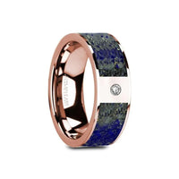 GALLUS Flat 14K Rose Gold with Blue Lapis Lazuli Inlay & White Diamond Setting - 8mm - Larson Jewelers