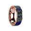 GALEN Flat 14K Rose Gold with Blue Lapis Lazuli Inlay and Polished Edges - 8mm - Larson Jewelers