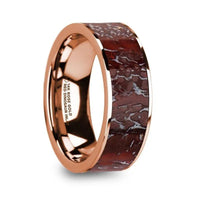 RAPTOR Flat 14K Rose Gold with Red Dinosaur Bone Inlay - 8mm - Larson Jewelers