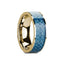 GERYON Flat 14K Yellow Gold with Blue Carbon Fiber Inlay and Polished Edges - 8mm - Larson Jewelers
