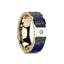 GENE Flat 14K Yellow Gold with Blue Lapis Lazuli Inlay & White Diamond Setting - 8mm - Larson Jewelers