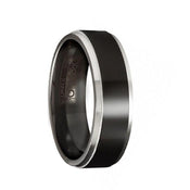 NOOK Torque Black Cobalt Wedding Band Raised Center Polished Finish with White Beveled Edges - 7 mm - Larson Jewelers