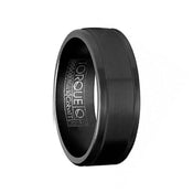 PROTO Torque Black Cobalt Wedding Band Brushed Matte Center with Dual Grooved Line Design Round Edges - 7 mm - Larson Jewelers