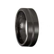 SHANG Torque Black Cobalt Wedding Band Brushed Finish Center Grooved Line Accent - 7 mm - Larson Jewelers