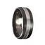 KAHN Torque Black Cobalt Wedding Band Brushed Finish Center Grooved Line Accent - 7 mm - Larson Jewelers
