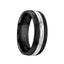 YUN Torque Black Cobalt Flat Wedding Band Polished Finish Grooved Center Design - 7 mm - Larson Jewelers