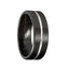 ZERO Torque Black Cobalt Flat Wedding Band Brushed Finish Center Grooved Design Round Edges - 7 mm - Larson Jewelers