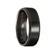 Torque Black Cobalt Flat Wedding Band Polished Finish Raised Center Beveled Edges - 7 mm - Larson Jewelers