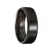 Torque Black Cobalt Flat Wedding Band Polished Finish Raised Center Beveled Edges - 7 mm - Larson Jewelers
