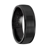 Brushed Finish Men's Torque Black Cobalt Wedding Band Round Polished Edges - 7 mm - Larson Jewelers