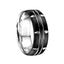 Torque Black Cobalt Men's Wedding Band Brushed Finish Dual Center Grooved Accents - 8 mm - Larson Jewelers
