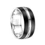 Brushed Finish Torque Black Cobalt Wedding Band Polished Center with Dual Grooved Accents - 9 mm - Larson Jewelers