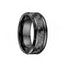 Beveled Black Ceramic Wedding Ring With Black Carbon Fiber Inlay - 8mm - Larson Jewelers