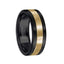 Polished 14k Yellow Gold Inlaid Black Cobalt Men’s Wedding Band by Crown Ring - 7.5mm - Larson Jewelers
