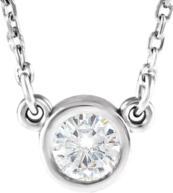 14K White 4 mm Forever One Colorless Lab-Grown Moissanite 18" Necklace - Larson Jewelers