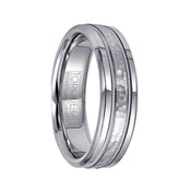 White Cobalt Ring with Hammered 14k White Gold Milgrain Inlay - 6mm - Larson Jewelers