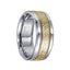 Polished White Cobalt Ring with Hammered 14k Yellow Gold Inlay & Milgrain Design - 9mm - Larson Jewelers