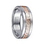Dual Grooved Polished Cobalt Men’s Wedding Band with Hammered 14k Rose Gold Inlay - 7.5mm - Larson Jewelers