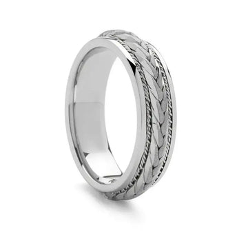 White 14k Woven Center Wedding Band - 7mm - Larson Jewelers