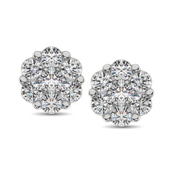 14K White Gold 3/4 Ct.Tw. Diamond Flower Studs Earrings - Larson Jewelers