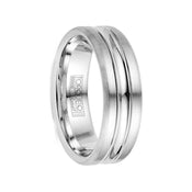 VESPASIANUS Brushed Cobalt Men’s Wedding Ring with Polished Center & Dual Grooves - 7mm - Larson Jewelers