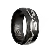 Men’s Torque Black Cobalt Wedding Band Matte Finish Center Laser Design Rolled Edges - 9 mm - Larson Jewelers