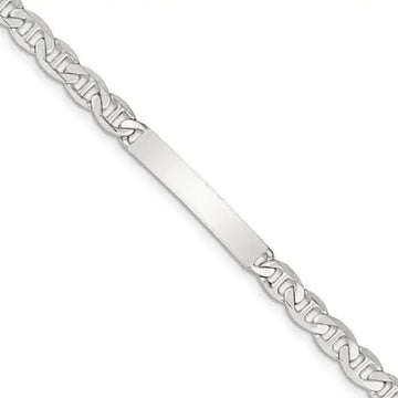 Sterling Silver Polished Engravable Anchor Link ID Bracelet - 7in - Larson Jewelers