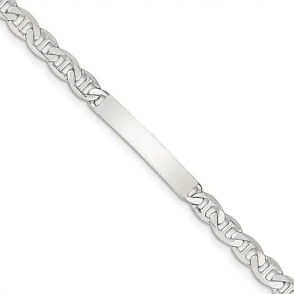 Sterling Silver Polished Engravable Anchor Link ID Bracelet - 7in - Larson Jewelers