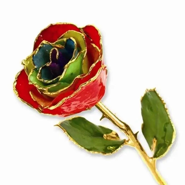Gold Dipped Gypsy Rainbow Rose With Lacquer Finish - Larson Jewelers